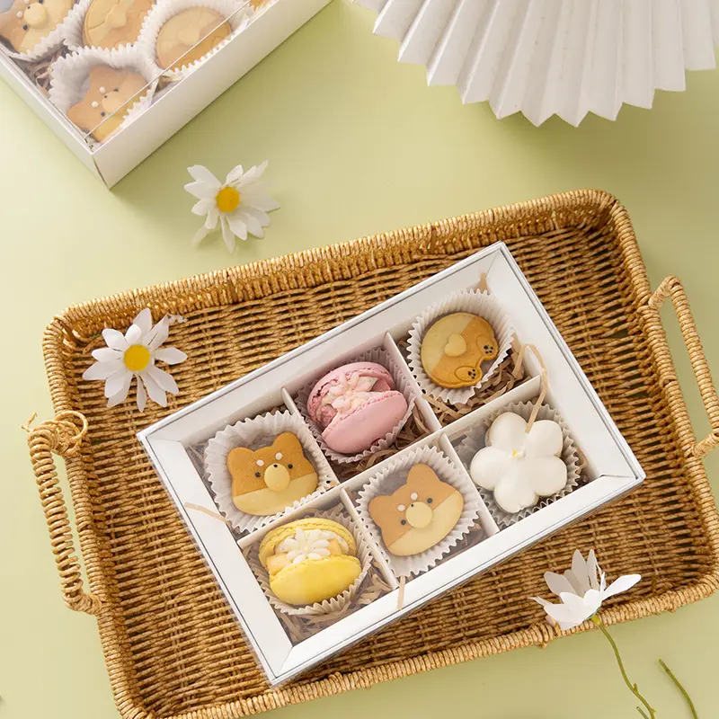 Stampa personalizzata Logo magnete pieghevole cartone Macaron panetteria pane snack biscotto biscotto scatola di imballaggio