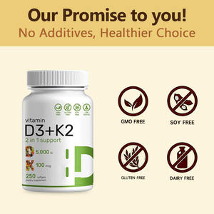הסיטונאי + k2 softgel כמוסות ויטמין d3 + k2 עבור מבוגרים לשפר את החסינות לא עבור תינוקות 250 לספור oem נתמך - Product Image 4