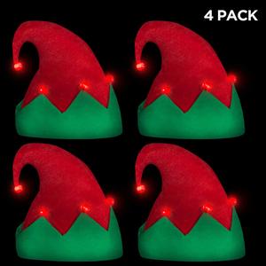 Chapeau d'elfe de Noël lumineux en feutre pour les fêtes de Noël, rouge - Product Image 4