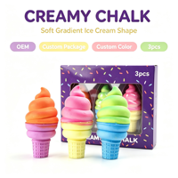 Lot de 3 craies de trottoir en forme de crème glacée, non toxiques, lavables, colorées, crémeuses, jouet éducatif pour dessiner et écrire pour les enfants de 3 ans