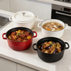 Pentola per Zuppa in <span class=keywords><strong>Ghisa</strong></span> <span class=keywords><strong>Smaltata</strong></span> con Coperchio Smaltato Design Giapponese Facile da Pulire per Fornelli a Gas e a Induzione - Product Image 5