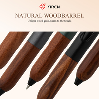 Stylo bille rétractable YIREN en bois naturel mat, format de poche, couleurs vintage variées, idéal pour le bureau et l'école