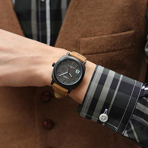 Montre pour homme CURREN 8139, montre-bracelet en cuir à quartz pour homme, étanche, lumineuse, sportive, montre à quartz de luxe pour homme - Product Image 3