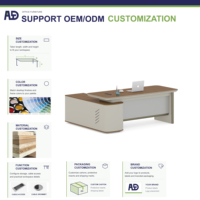 Bureau de direction de luxe avec armoire latérale, mobilier au design moderne pour espace de travail d'entreprise