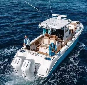 Barco de Pesca de 9.5 <span class=keywords><strong>Metros</strong></span> para Mar Abierto, Barco de FRP con Consola Central y Motor Fuera de Borda, Embarcación de Pesca Marina Personalizada OEM ODM OBM - Product Image 1