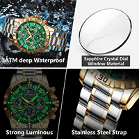 Montre de luxe pour homme Poedagar 973, cadran étoilé, chiffres romains sertis de diamants, chronographe, phases de lune, bracelet en acier, étanche, vente en gros d'usine