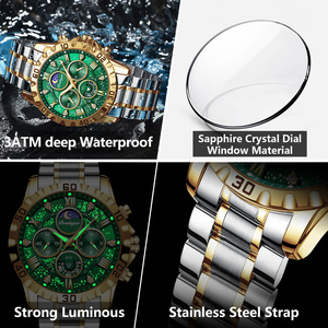 Montre de luxe pour homme Poedagar 973, cadran étoilé, chiffres romains sertis de diamants, chronographe, phases de lune, bracelet <span class=keywords><strong>en</strong></span> acier, étanche, vente <span class=keywords><strong>en</strong></span> gros d'usine - Product Image 4