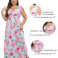 Robe longue moulante à carreaux grande taille pour femme POVTY, élégante, col en V, sans manches, épaules à nouer, coupe empire flatteuse pour l'été