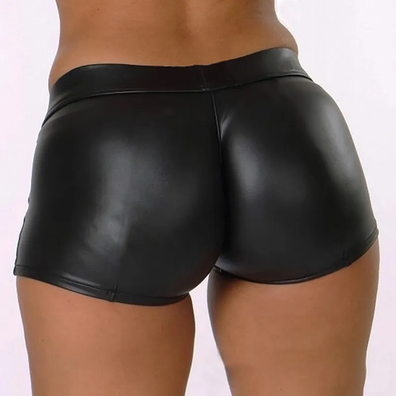 Factory Boyshorts Lady Boxers Black Leather Low Waist Women's Shorts Women Booty shorts