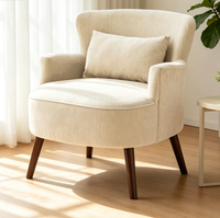 Fauteuil d'appoint rembourré à pieds en bois, canapé individuel, fauteuil de détente pour la maison, la chambre et le salon - Vente directe en gros