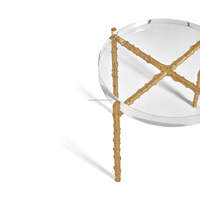 Table d'angle en acrylique flotteurs de conception spéciale de haute qualité Table d'appoint en acrylique cristal contemporain avec pieds en laiton