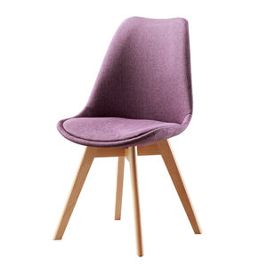 Silla de tela de <span class=keywords><strong>tulip</strong></span>án con pata de madera Simple moderna, silla de comedor tapizada para cocina gris - Product Image 5
