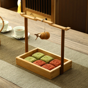 Plateau à thé et à collations en bambou, support portable à double usage pour services à thé Kung Fu, style traditionnel chinois - Product Image 4