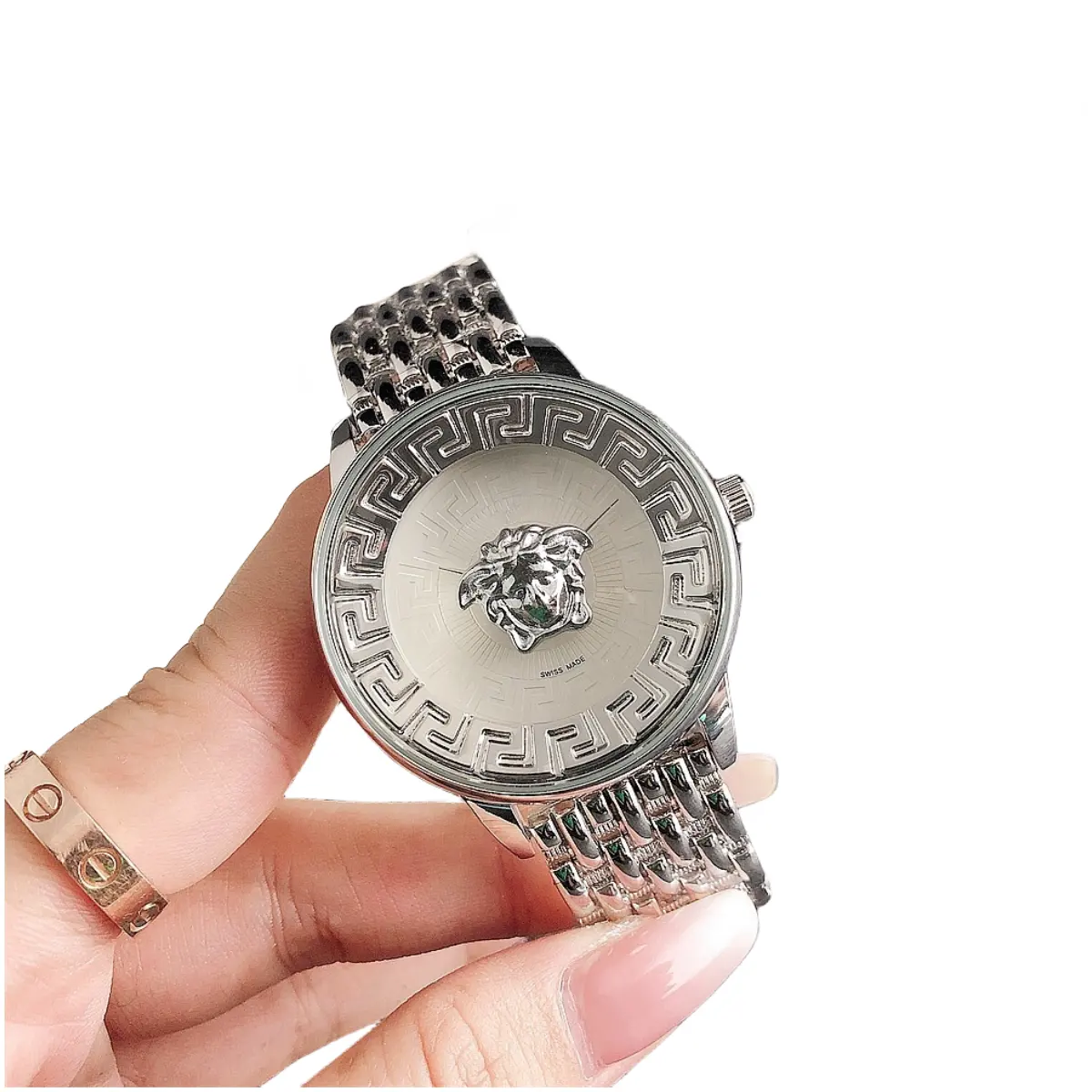 時計女性高級クォーツ時計ステンレス鋼バックメンズアナログゴールド時計デザインrelojes para mujer