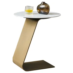 Bronze stone plate tea table combination Light luxury sofa mini corner table living room home small round side table
