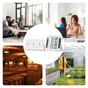 8 kênh không dây trong nhà ngoài trời Nhiệt ẩm kế ba từ xa giác quan kỹ thuật số <span class=keywords><strong>LCD</strong></span> hiển thị nhiệt độ độ ẩm Meter hộ gia đình - Product Image 6