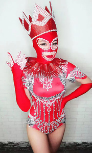Traje de una pieza de diamante para adultos, traje de escenario de una pieza, con diseño de invitados DjDs, gogo - Product Image 5