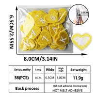 Patchs brodés en forme de cœur jaune, lettres et chiffres de A à Z, à thermocoller ou à coudre, appliques décoratives pour vêtements, chapeaux et sacs, DIY