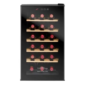 New design Top Sale 18 Bottles High quality Beech wood Touch control panel display Single Zone Wine Cellar