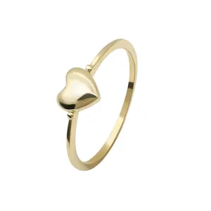 Vendita all'ingrosso delle donne anello di oro puro 18k-Di lusso Puro 14k 9k Oro Reale Anello di Barretta A Forma di Cuore Delle Donne Gioielli In Oro 9k 14k Solido anelli d'oro