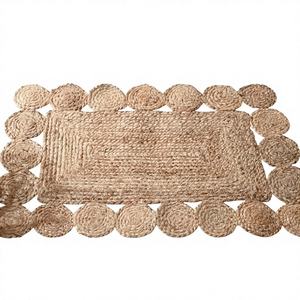Tapis en jute tissé rectangulaire moderne, rustique et vintage, fait main, réversible, taille personnalisée, tapis de salon - Product Image 1