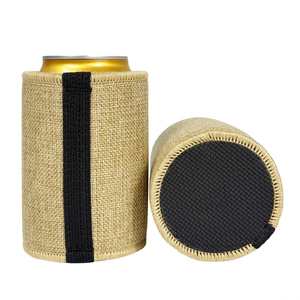 Hot Sales Can Wine Beer <b>Bottle</b> Sleeve Jute Material Backing Neoprene <b>Cooler</b> Stubby Holder With Custom Logo Printing - Product Image 2