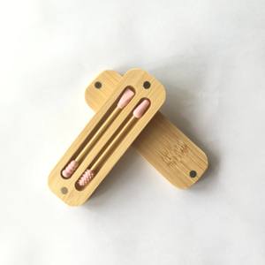 Portable réutilisable <span class=keywords><strong>Silicone</strong></span> oreille propre bourgeons cotons-tiges multifonction cosmétique maquillage lavable stockage écologique dans une boîte en bambou - Product Image 6