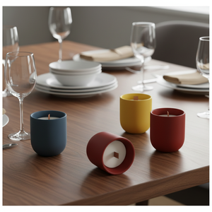 LANJO Lot de bougeoirs en céramique Hurricane vides, style nordique mat, pour décoration intérieure, avec impression sérigraphiée artisanale - Product Image 2