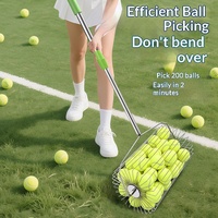 Edelstahl-Tennisballsammler mit Handschiebemechanismus, Teleskopisch, Automatische Schnelle Sammlung, Große Kapazität, Langlebig für Platztraining