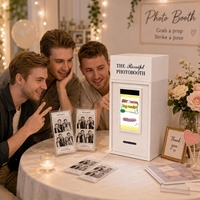 Boîte à lumière LED personnalisée avec logo, imprimante de reçus pour selfies, compatible SLR, pour location de cabine photo d'événements et fêtes d'anniversaire (en métal)