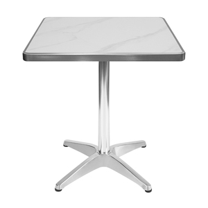 Tablero de Mesa Cuadrado de Piedra Sinterizada Blanca con Borde de Acero Inoxidable Cepillado y Base de Aluminio Pulido, Moderno y Resistente al Agua para <span class=keywords><strong>Restaurante</strong></span> - Product Image 3