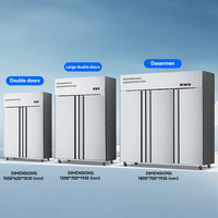 Grand congélateur vertical commercial à 3 portes, refroidissement par air, dégivrage automatique, acier inoxydable, commande numérique, économe en énergie, type Reach-In