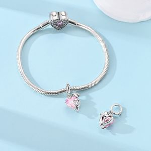 Venta al por mayor de dijes de plata de ley 925 con circonita cúbica rosa, lazos, flores, elefantes, y cuentas colgantes con la inscripción 'MAMÁ' para la creación de pulseras DIY y como regalo - Product Image 4