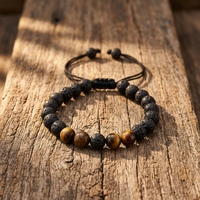 Bracelet ajustable en pierre de lave polie et œil de tigre, perles en pierres semi-précieuses, diffuseur d'aromathérapie Feng Shui, bijoux JILANI
