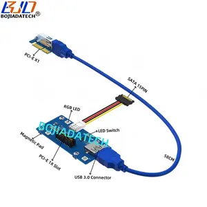 자동 변색 LED 및 마그네틱 패드와 PCI 익스프레스 PCI-E 1X 에 PCIe X1 라이저 어댑터 카드 USB 3.0 데이터 케이블