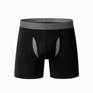 Custom Logo Mens Underpants Shorts Spandex <b>Fly</b> Pouch Shorts Plain Performance Underwear - Product Image 1