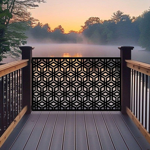 Ekoo Tùy Chỉnh Kim Loại Lan can Bảng Điều Chỉnh Thép Không Gỉ Đơn Lập Modular Kim Loại Riêng Tư Màn Hình Laser Cắt Nhôm Hàng Rào Riêng Tư - Product Image 3