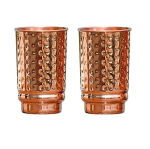 <b>Copper</b> Tumbler Modern Design Pure Hammered Round Glass Drink ware <b>Copper</b> Glass <b>Cup</b> Wholesale Manufacturer Metal Tumbler - Product Image 2