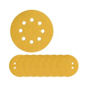 종이 라이너가있는 5 인치 실리카 카바이드 및 알루미늄 산화물 골드 샌딩 디스크 후크 앤 루프 연마 사포 - Product Image 2