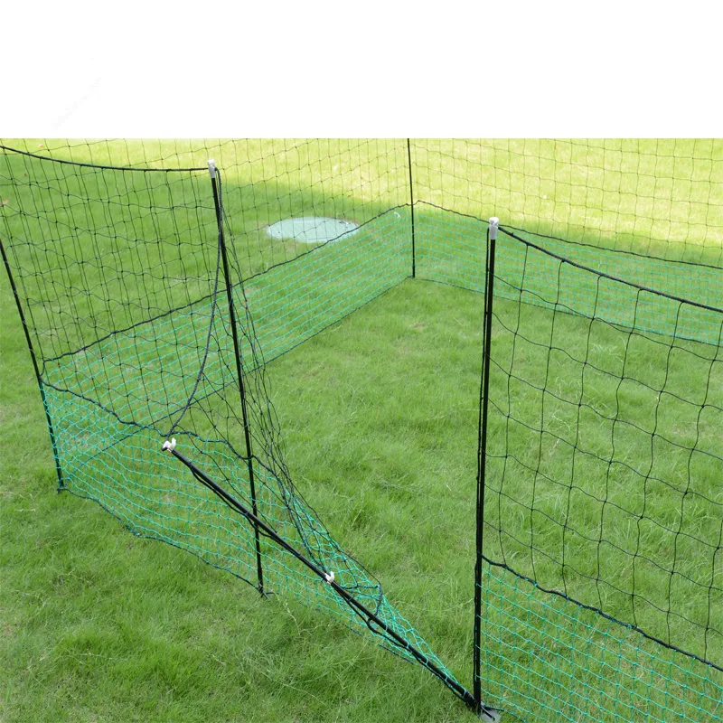 Green color mesh UV resistance plastic 12m poultry chicken fence net with fiberglass poles