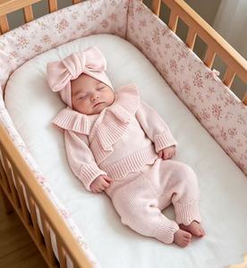 Ensemble de vêtements <span class=keywords><strong>pour</strong></span> nouveau-nés, cardigan à volants et <span class=keywords><strong>pantalon</strong></span>, en coton biologique doux et luxueux, tricot luxueux, ensemble « Bring Me Home » - Product Image 1