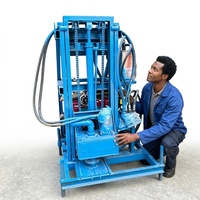 Machine de forage de puits d'eau à roues profondes avec moteur diesel commercial, équipement de forage hydraulique
