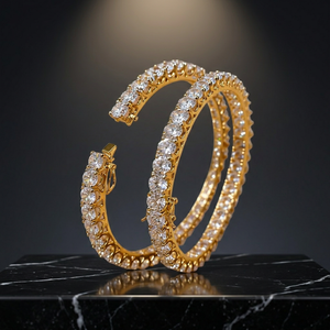Luxury Brass Gold Plated Cubic Zirconia <b>Ruby</b> Stone Bangles Pair Indian Bridal AD CZ Jewelry Hand <b>Bracelet</b> For Women - Product Image 1