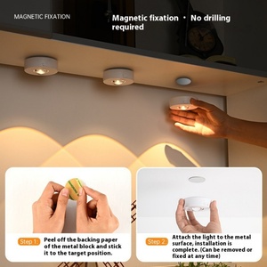 Rechargeable <b>LED</b> Cabinet Closet <b>Lights</b> Magnetic RGB Puck <b>Lights</b> with Remote <b>Control</b> - Product Image 5