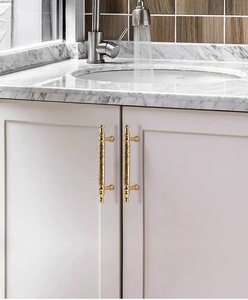 <strong>Light</strong> Luxury Solid Brass Hammered Cabinet <strong>Handles</strong> and Knobs Brass Copper Hammer Pattern Furniture T <strong>Handle</strong> Knob <strong>Pull</strong> Brass Gold - Product Image 5