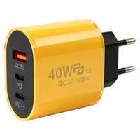 Coque de chargeur rapide C014 de qualité supérieure QC3.0 40W à haute puissance, avec double interface USB-C et une interface murale