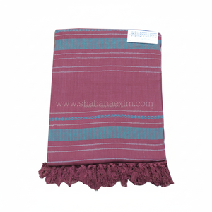 Manta tejida granate presupuesto venta al por mayor edición Handloom algodón manta tejida artesanía sostenible patrón de rayas - Product Image 1