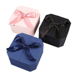 Boîte cadeau octogonale de luxe avec ruban <span class=keywords><strong>et</strong></span> nœud, logo personnalisé, boîte en carton rigide facetté pour l'emballage de fleurs <span class=keywords><strong>et</strong></span> de bijoux - Product Image 3