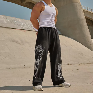 Pantalon de <span class=keywords><strong>jogging</strong></span> ample taille moyenne style <span class=keywords><strong>hip</strong></span> <span class=keywords><strong>hop</strong></span> pour hommes, 100% coton, imprimé, <span class=keywords><strong>baggy</strong></span>, <span class=keywords><strong>jogging</strong></span> long - Product Image 1