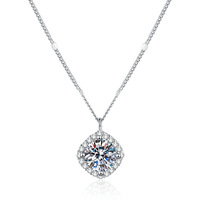 Collier pendentif carré en moissanite tendance et luxueux en argent sterling 925 XL125, bijoux pour femmes